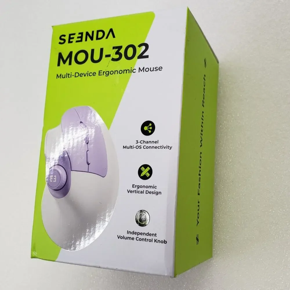 Seenda BT Ergonomic Vertical Wireless Mouse - White & Purple Ergonomic Mouse